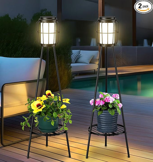 2 Pack Solar Lights with Plant Stand, Outdoor Floor Lamps, Waterproof Solar by VISFLAIR