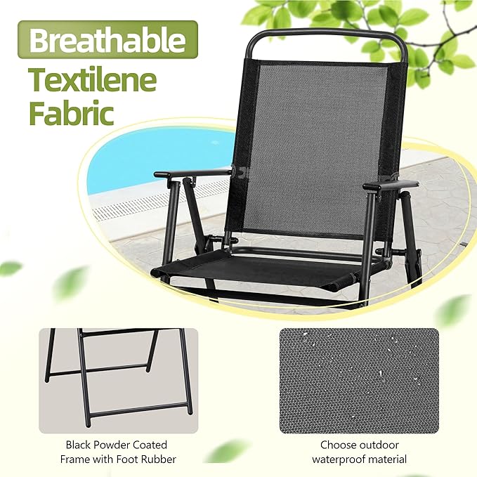 Vongrasig 6 Piece Folding Patio Dining Set, Small Metal Outdoor Garden Patio - Image 3