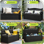 Greesum 80 Gallon Outdoor Storage Bench, Weather-Resistant Deck Box, Patio - Image 7
