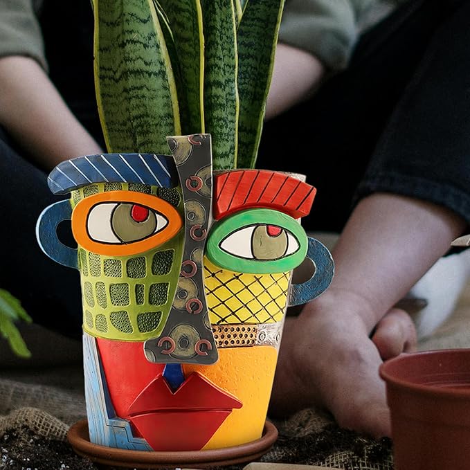 Abstract Face Planters Pots Head, Unique Head Planter - Image 8