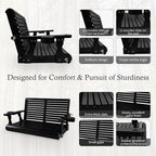 Wooden Porch Swing 2-Seater, High Backrest and Deep Seat, Bench Swing - Image 5