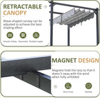 10'x12' Outdoor Pergola with Retractable Canopy, Patio Metal Heavy-Duty Gazebo - Image 3