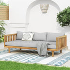 Merax Solid Acacia Wood Couch Chaise Lounge Chair Indoor, 3 Seater Daybed Sofa - Image 8