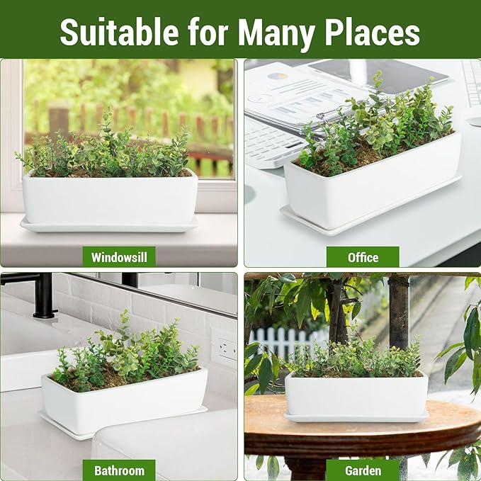 MyGift 14 Inch Ceramic Indoor Plant Pot - Image 4