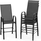 VINGLI 4 Pack Stackable Outdoor Bar Chairs – High Back Sling Chairs by VINGLI