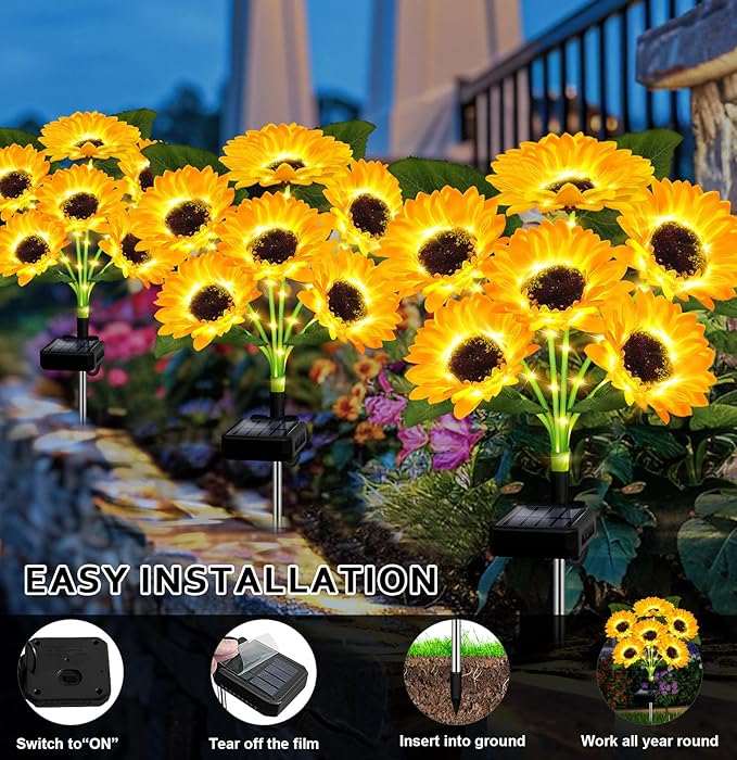 Solar Lights Outdoor Garden Decor, 4 Pack - Image 7