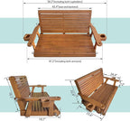 Wooden Porch Swing 2-Seater, High Backrest and Deep Seat, Bench Swing - Image 6