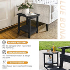 LUE BONA Adirondack Outdoor Side Table, 2-Tier Black HDPS Patio End Table - Image 7