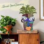 Abstract Face Planter Pots for Plants, Hand-Painted Colorful Flower Pots - Image 6