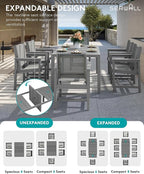 SERWALL 7-Piece Patio Dining Sets, All Weather HDPE Patio Furniture Set - Image 4