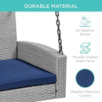Best Choice Products Woven Wicker Outdoor Porch Swing, Hanging Patio Bench - Image 2