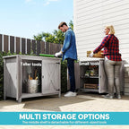 Outsunny Wood Garden Shed, Compact Outdoor Storage Cabinet Potting Shed - Image 3