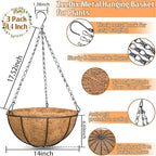 ZeeDix 3 Pack 14 Inch Hanging Baskets - Image 2