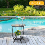 Outdoor Side Table Round Small Mosaic Patio Accent Indoor End Plant Coffee Tea - Image 6