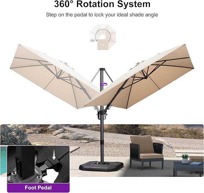 PURPLE LEAF 8.2' X 11.5' Left-right Tilting Patio Umbrella Outdoor Cantilever - Image 7