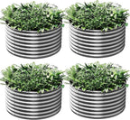 4 Pack 3x3ft Round Galvanized Raised Garden Bed Outdoor, Metal Garden Bed by Mostmahes