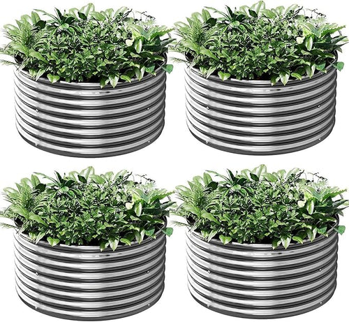 4 Pack Tall 2x2x2ft Round Galvanized Raised Garden Bed Outdoor, Metal Garden Bed by Mostmahes