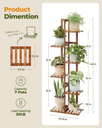 Bamworld Bamboo Plant Stand Indoor 6 Tiered Plant Shelf Outdoor Corner Plant - Image 5