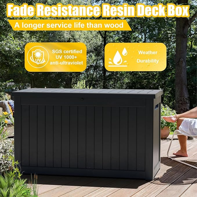 Deck Box - 280 Gallon Large Outdoor Storage box, Waterproof Patio Furniture and - Image 3