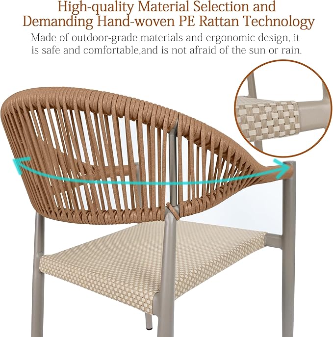 TWT Patio Dining Chairs Outdoor Stackable Dining Chairs - Image 8