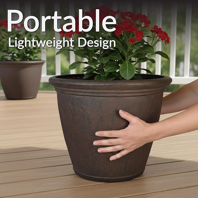 Sunnydaze 15.25-Inch Anjelica Large Plastic Pot - Image 4