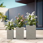 Kante 18.5", 12.6" H Tall Rectangular Concrete Planters Set of 3, Outdoor - Image 6