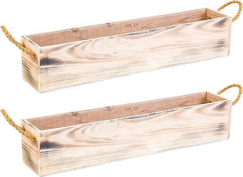 20" Rectangular Rustic Wood Planter by Unknown