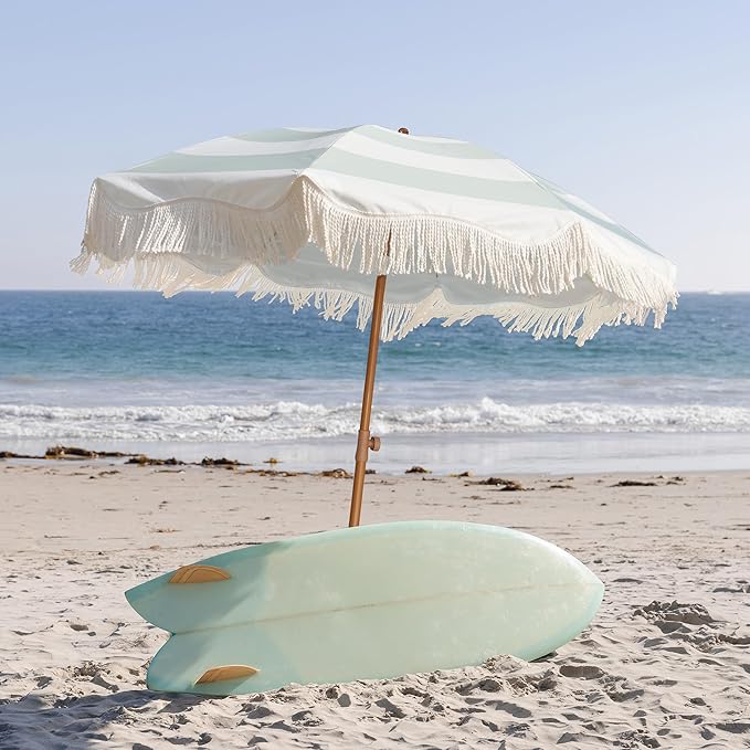 AMMSUN Boho Fringe Umbrella Outdoor Patio, 6.5ft UPF50+ Picnic Umbrella - Image 4