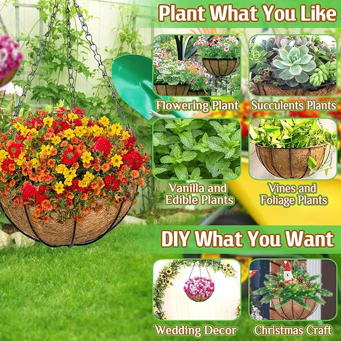 ZeeDix 12 Inch Hanging Baskets for Plants Outdoor - Image 4
