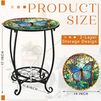 Outdoor Side Table Round Small Mosaic Patio Accent Indoor End Plant Coffee Tea - Image 3