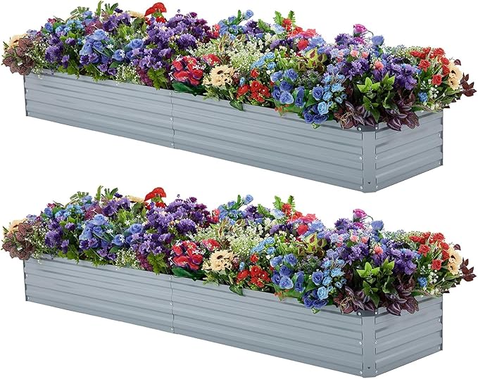 2 Pack 6x1.5x1FT Galvanized Raised Garden Beds Kit Outdoor Metal Gardening by Meberam