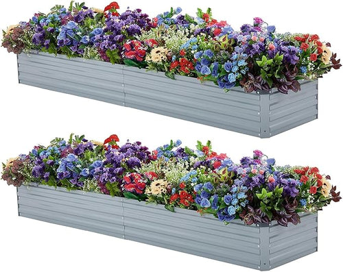 2 Pack 6x1.5x1FT Galvanized Raised Garden Bed Kit, Outdoor Metal Planter Box by Meberam