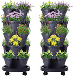 Umigy 2 Set 5 Tier Stackable Planters Vertical Garden Planters by Umigy
