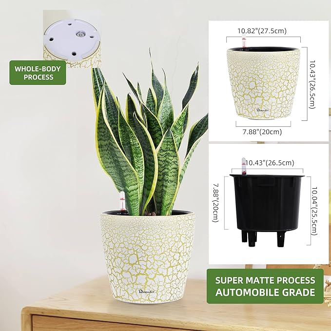 Dexceder 11x10 Inches Self Watering Planter Indoor Outdoor, Inner Pot Design - Image 2