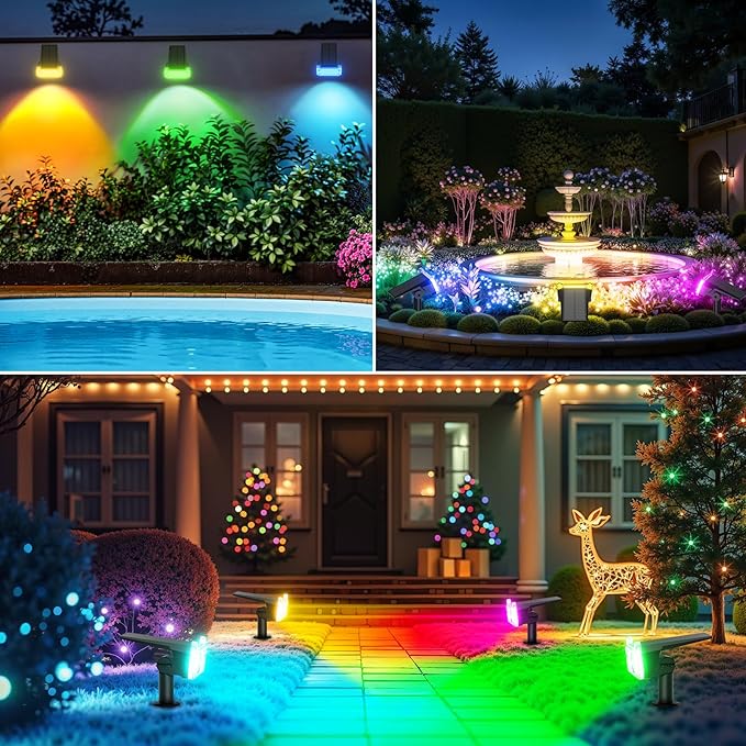 WdtPro 4 Pack Solar Color Changing Lights, 10 Lighting Modes Solar Lights - Image 3