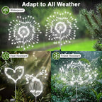 Solar Garden Lights Outdoor, 6 Pack 120 LED Twinkling Firework Lights Decorative - Image 3