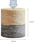 Wimarsbon Round Pouf Ottomans, Handwoven Natural Water Hyacinth Seagrass Pouffe - Image 3