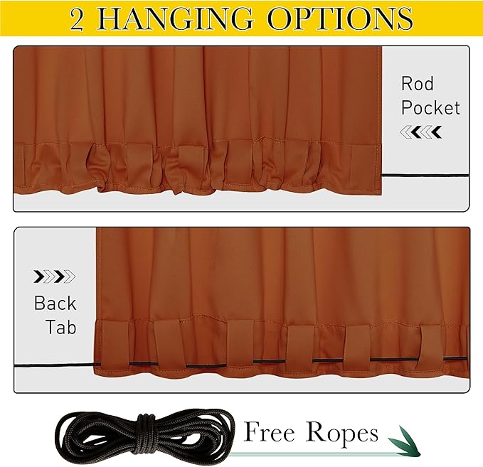 NICETOWN 2 Panels Weighted Blackout Outdoor Curtains - Image 2