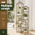 Bamworld Tall Plant Stand Indoor Outdoor Corner Plant Shelf Hanging Plant - Image 7