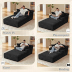 80 Inch Chaise Lounge Chair Indoor, Oversized Corduroy Upholstered Boneless - Image 3