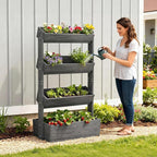 SUNYRISY 4 Tiers Vertical Raised Garden Bed Outdoor Planter Tower, Wooden - Image 2