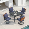 Grand patio 5-Piece Outdoor Dining Set, 4 Leather-Look Wicker Blue Swivel Patio by GrandPatio