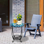 Outdoor Side Table Round Small Mosaic Patio Accent Indoor End Plant Coffee Tea - Image 2
