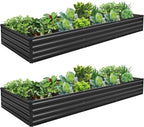 10×3×1FT Galvanized Raised Garden Bed Kit, Metal Planter Boxes, Large Outdoor by ZUNUDA