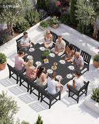 SERWALL 11-Piece Outdoor Dining Set, All Weather HDPE Outdoor Furniture Set - Image 7