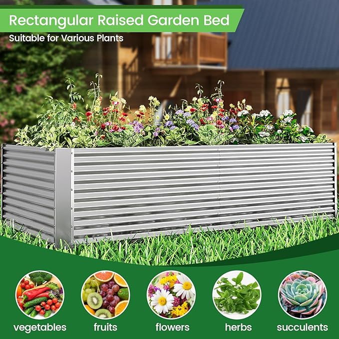 FRIZIONE 2pcs Tall 6x3ft Galvanized Raised Garden Bed Outdoor, Above Ground - Image 4