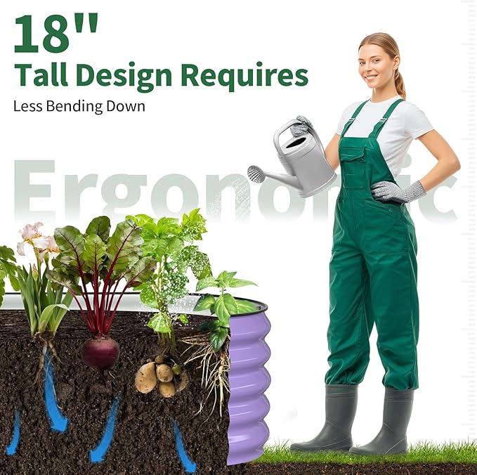 Kesfitt Raised Garden Bed, Metal Galvanized Steel Oval Garden Bed 8x2x1.5 ft - Image 7