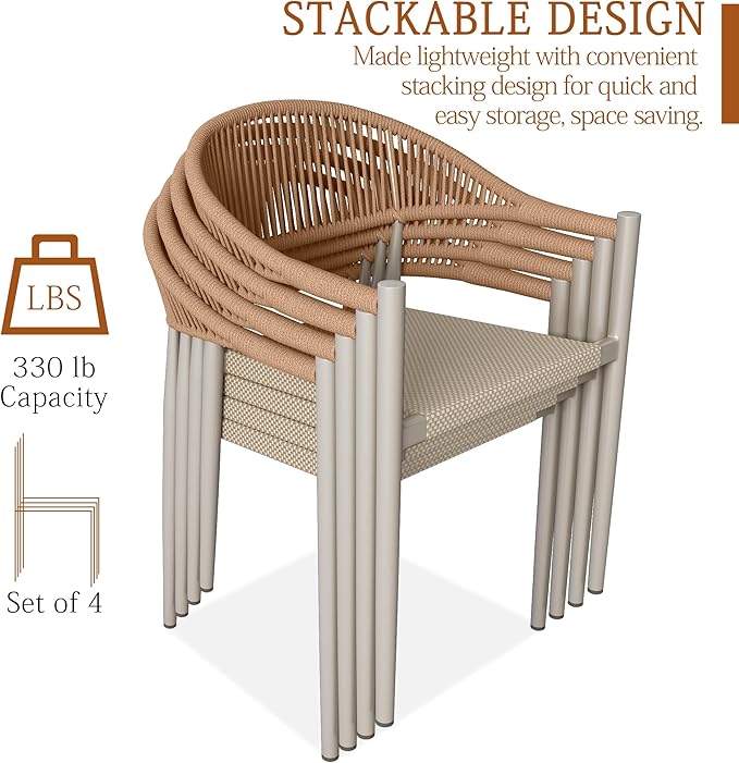 TWT Patio Dining Chairs Outdoor Stackable Dining Chairs - Image 6