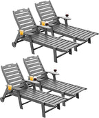 Carauci Lounge Chair Outdoor Set of 4, HDPE Chaise Lounge by Carauci