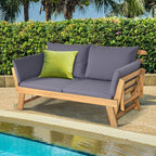 Tangkula Convertible Acacia Wood Patio Couch Sofa Bed - Image 4
